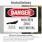 Signmission Hot Surface Sign, 7 in H x 10 in W, Vinyl Decal, Molten Zinc Hot Metal OS-2PACK-DS-D-710-L-1677 - alternate 3